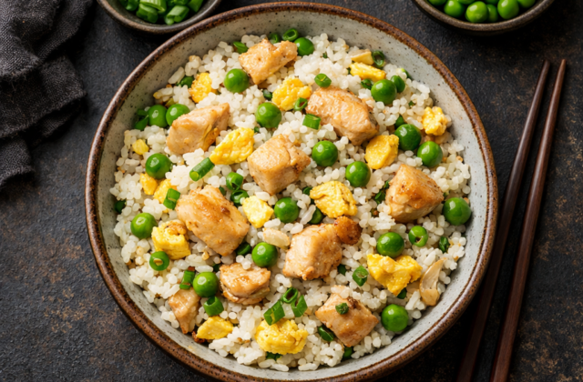 Arroz frito con pollo