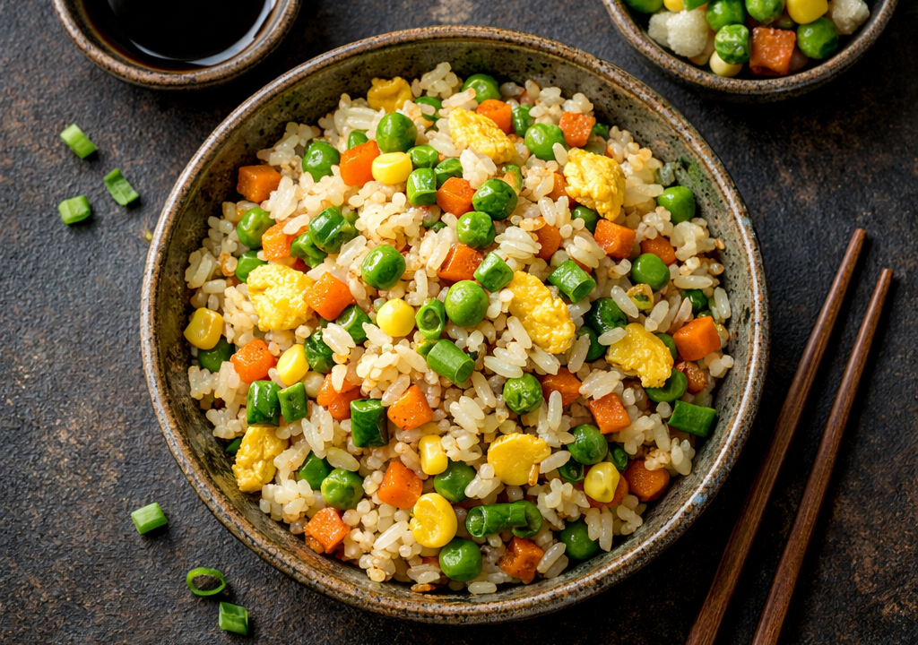 Arroz frito con verduras