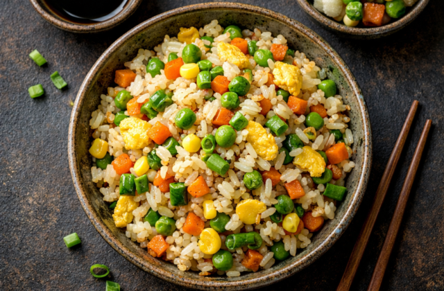 Arroz frito con verduras