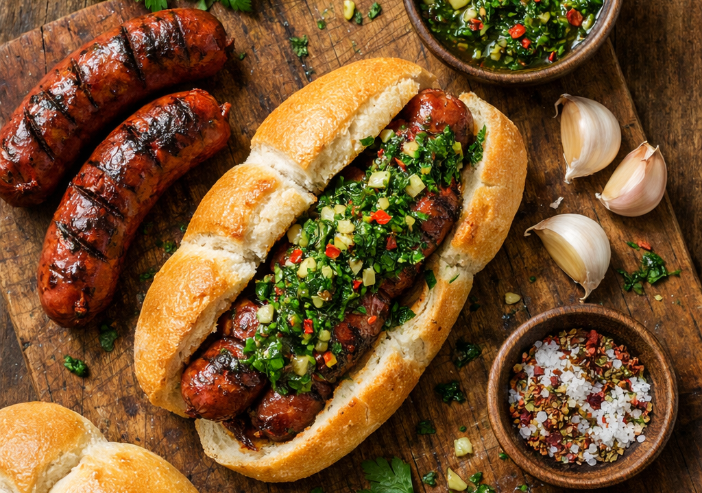 Choripán con chimichurri