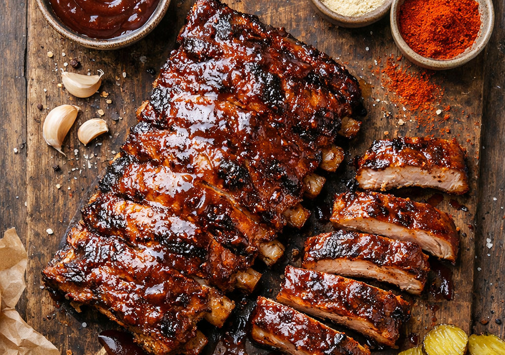 Costillar BBQ al horno