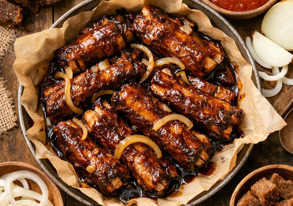 Costillas de cerdo en papelón