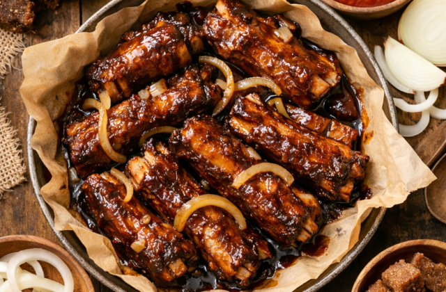 Costillas de cerdo en papelón