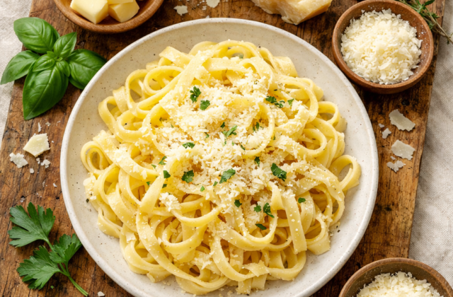 Fideos con mantequilla y queso