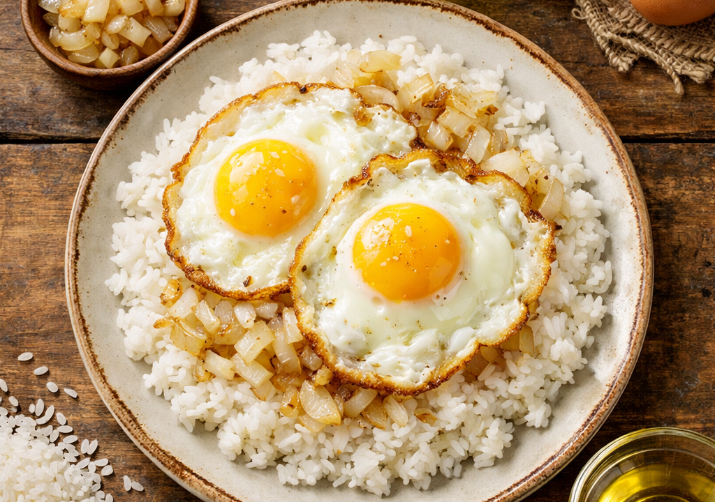 Huevos fritos con arroz