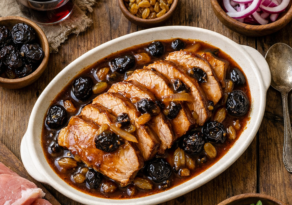 Lomo de cerdo en salsa de ciruelas