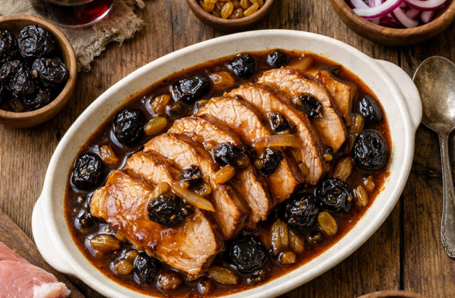 Lomo de cerdo en salsa de ciruelas