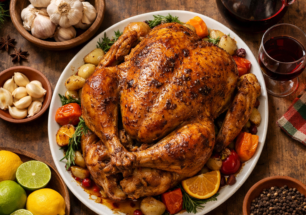 Pavo horneado navideño