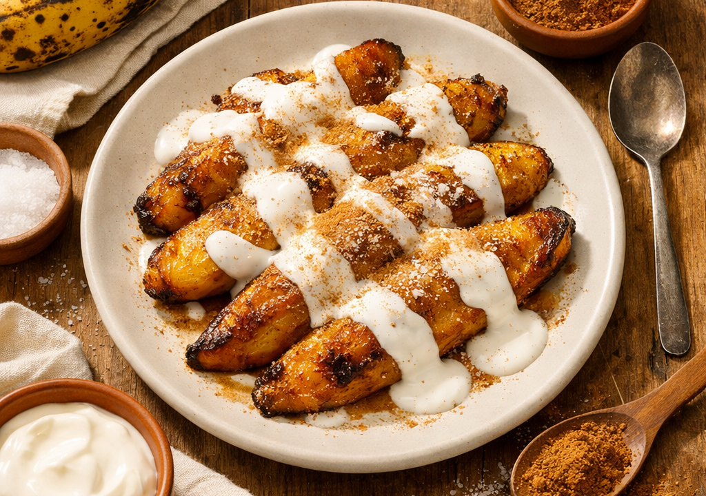 Plátanos maduros con crema