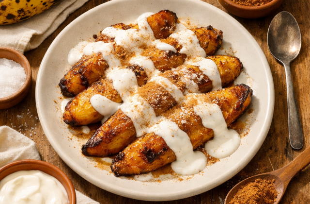 Plátanos maduros con crema