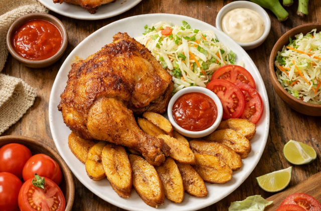 Pollo con tajadas