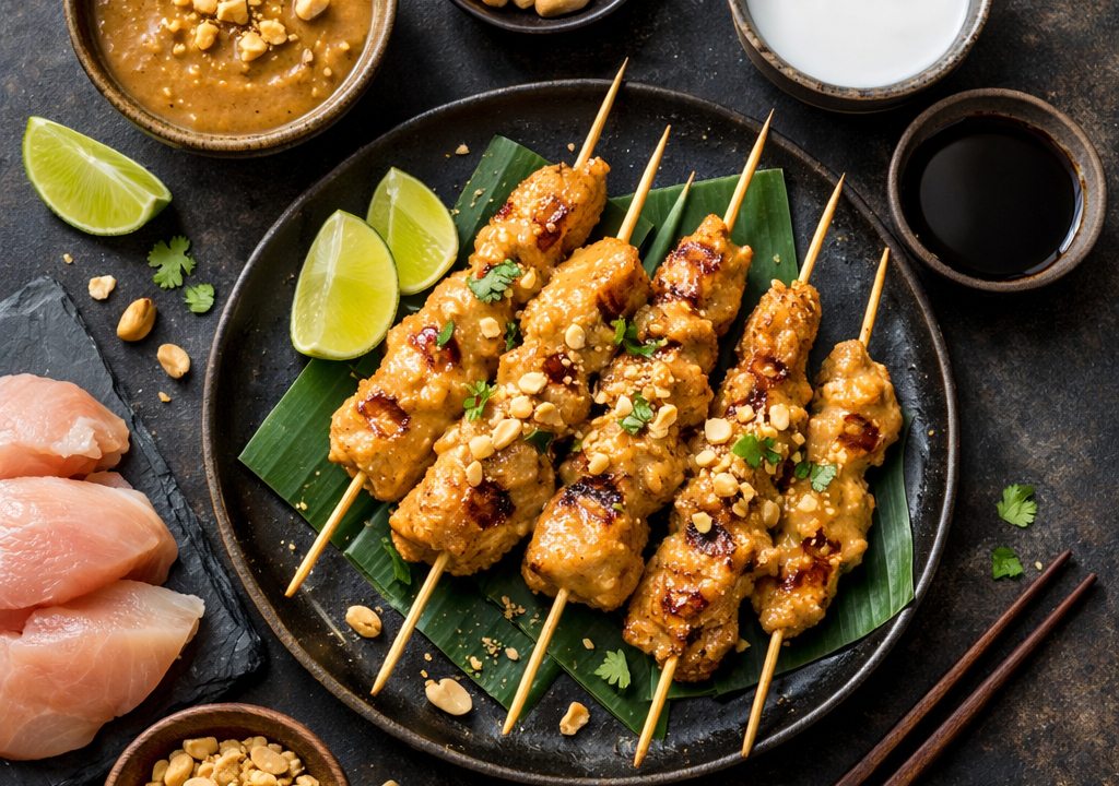 Satay de pollo