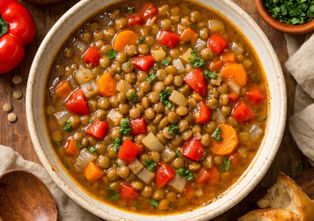 Sopa de lentejas criolla