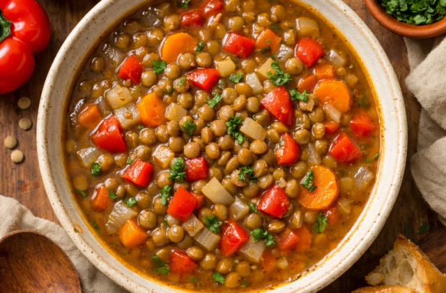 Sopa de lentejas criolla