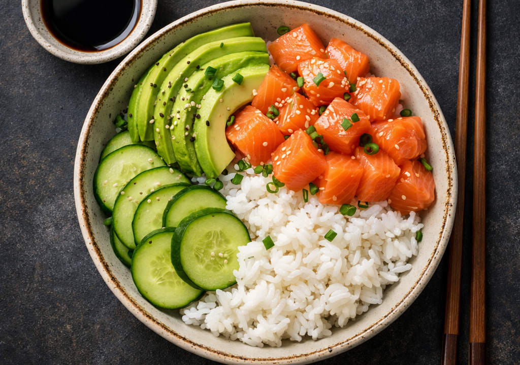 Sushi bowl de salmón