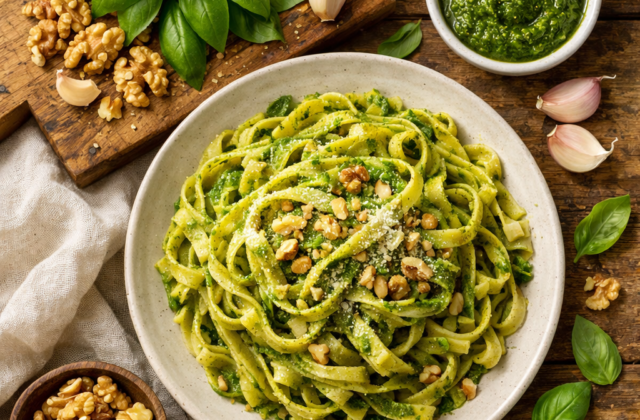 Tallarines con pesto