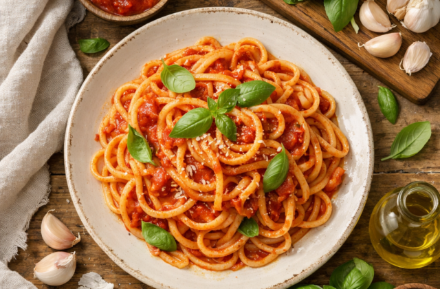 Tallarines con salsa de tomate