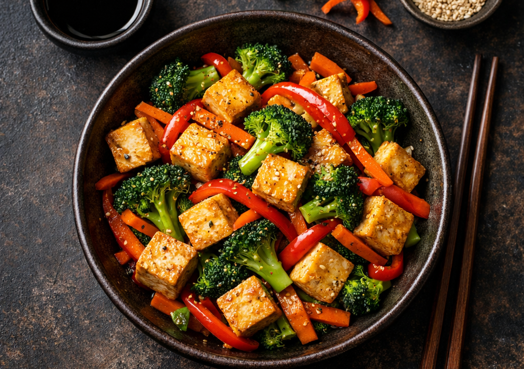 Tofu salteado con verduras