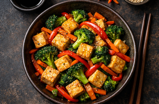Tofu salteado con verduras