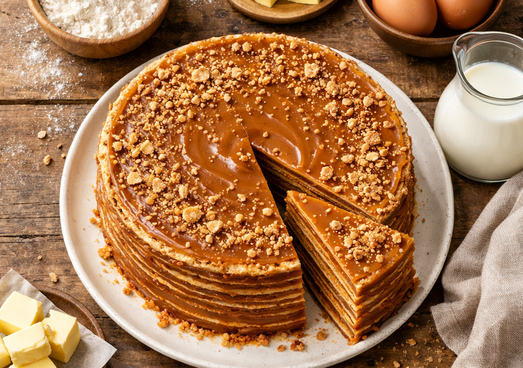 Torta de panqueque con manjar