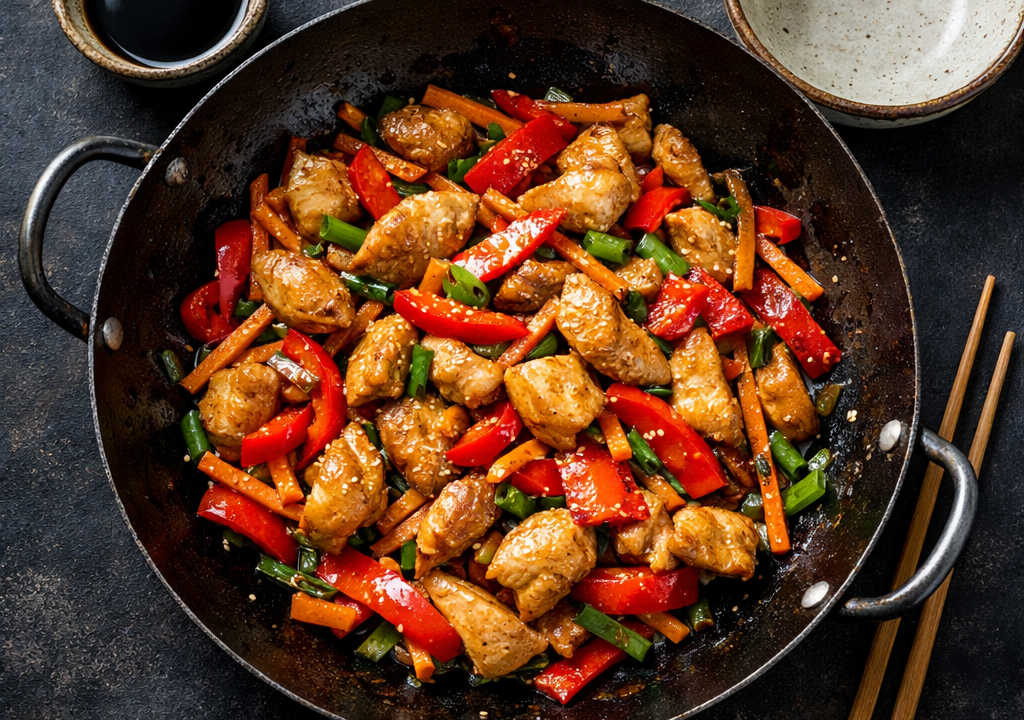 Wok de pollo y verduras