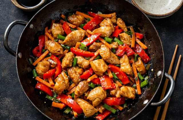 Wok de pollo y verduras