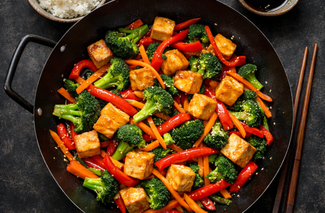 Wok de verduras y tofu